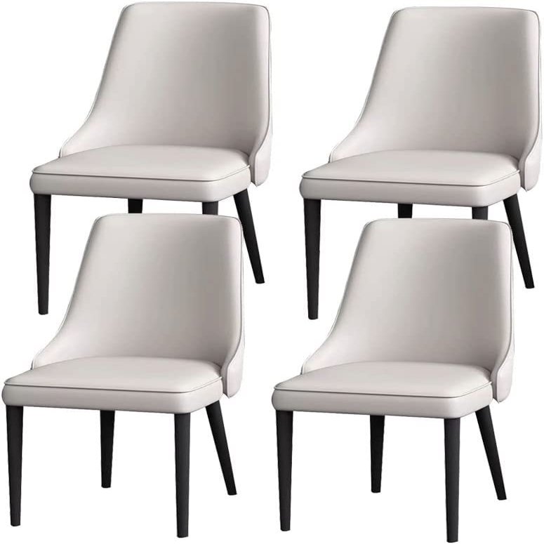 HAOKAZLBR Modern Dining Room Chairs Upholstered Dinner Chair Dining Chair Set of 4 Napa Leather Kitchen Living Room Lounge Counter Chairs Sturdy Carbon Steel Metal Legs(Light Grey)