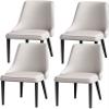 HAOKAZLBR Modern Dining Room Chairs Upholstered Dinner Chair Dining Chair Set of 4 Napa Leather Kitchen Living Room Lounge Counter Chairs Sturdy Carbon Steel Metal Legs(Light Grey) view 1