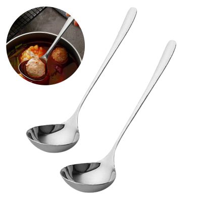 2pcs Soup Serving Ladle Small Soup Spoon Stainless Steel Gravy Soup Spoon Kitchen Utensil Cooking Long Handle Soup Spoon(sliver)