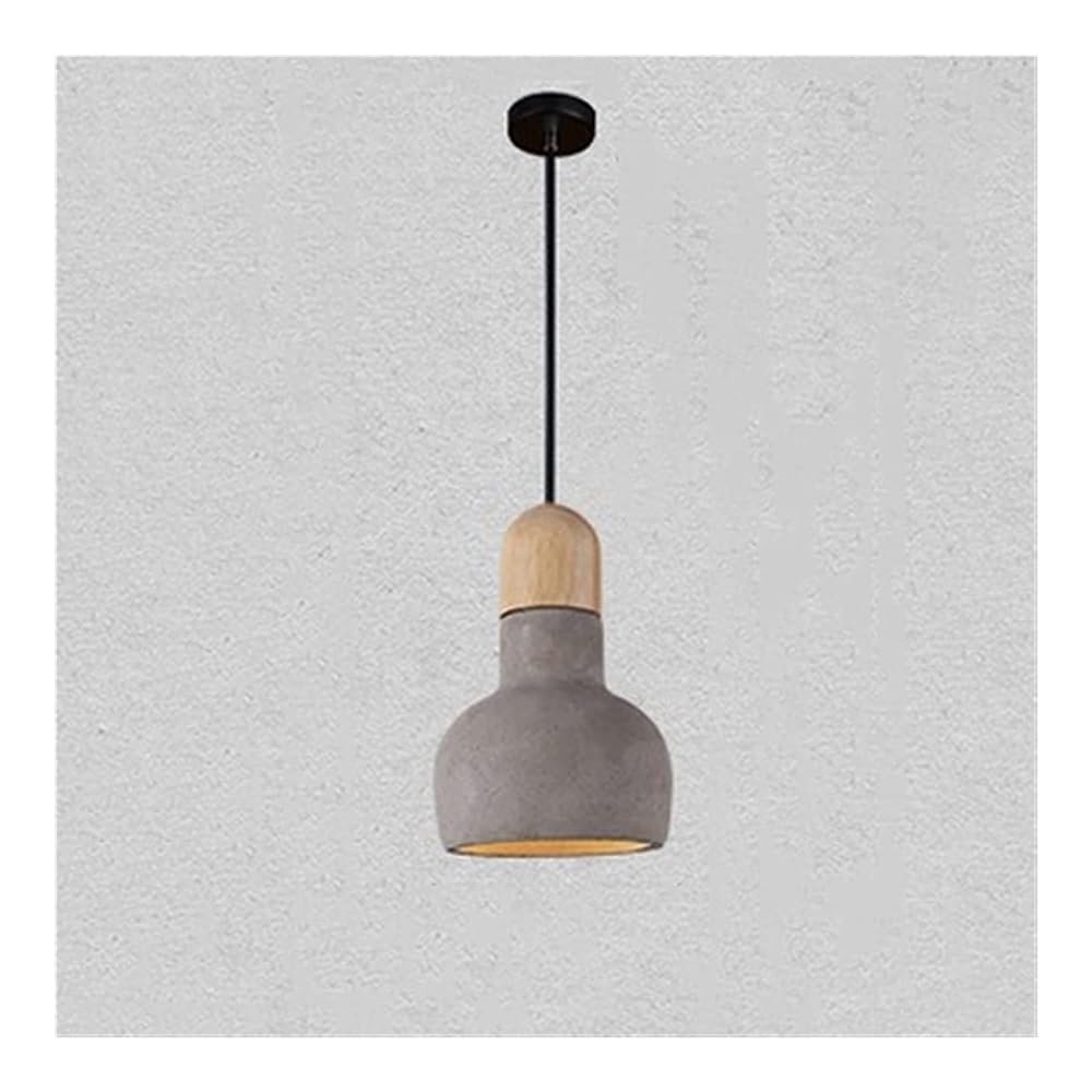 DRFTZDF Industrial Oak Pendant Light - 5.5-Inch Minimalist Cement Ceiling Fixture for Bedroom, Rustic Farmhouse Style, Hardwired Design