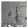 DRFTZDF Industrial Oak Pendant Light - 5.5-Inch Minimalist Cement Ceiling Fixture for Bedroom, Rustic Farmhouse Style, Hardwired Design view 2