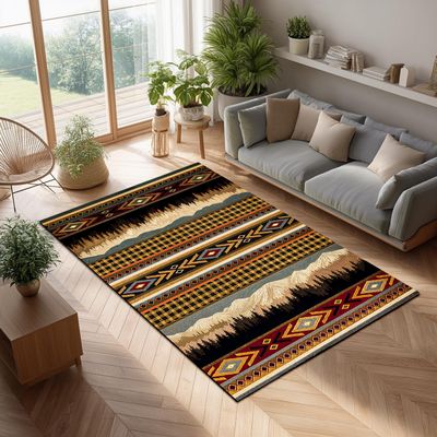 ACANTILA DECOR Mountain Southwest Rustic Western Native American Throw Thick Area Rug for Living Room 3x5 4x6 5x8 6x9 Ft 04
