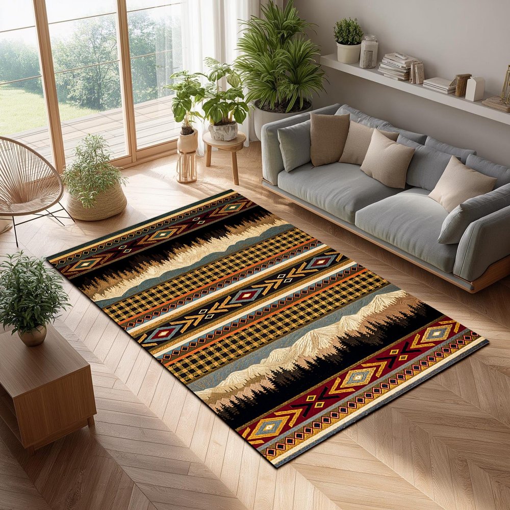 ACANTILA DECOR Mountain Southwest Rustic Western Native American Throw Thick Area Rug for Living Room 3x5 4x6 5x8 6x9 Ft 04