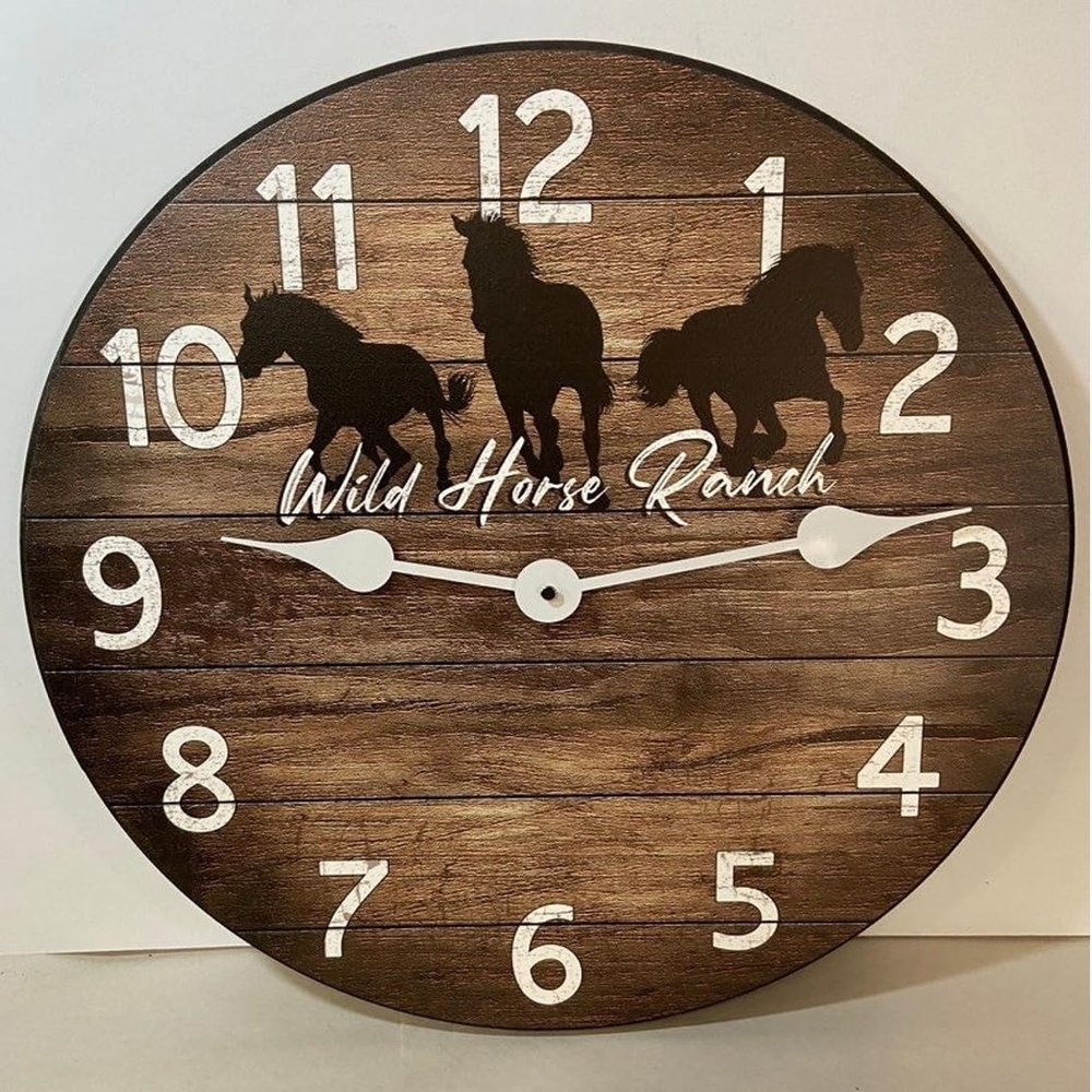 Customizable Horse Clock Wall Clock | Ultra Quiet Quartz Mechanism | Hand Made in USA Beautiful Crisp Lasting Color | Comes in 8 Sizes (18 Inches)