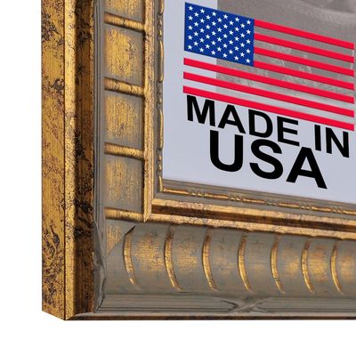 14x18 Picture Frame with Mat for 9x12 Picture. 14x18 Frame Matted to 9x12 Picture. 14 x 18 Poster Frame with Mat. 3" Wide Frames for 9 x 12 Prints with Mats. Gold Ornate 1946. For Prints, Diplomas. Polystyrene-Quality Wood Frames Alternative.