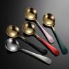 IFAJOOR Flatware Silverware Set, 1/4/6/8/10/12 Pieces 304 Stainless Steel Spoons, Household Spoons, Creative And Cute Korean Long-handled Eating Spoons, Spoons, Tableware Cutlery Set(Black Gold,10Pcs view 3