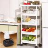VXHCS Rolling Storage Cart 3/4/5 Tier Rolling Cart Organizer, Save Space Plastic Rolling Cart with Lockable Wheels for Kitchen, Dining Room, Living Room(Three Ayer) view 3
