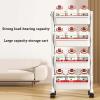VXHCS Rolling Storage Cart 3/4/5 Tier Rolling Cart Organizer, Save Space Plastic Rolling Cart with Lockable Wheels for Kitchen, Dining Room, Living Room(Three Ayer) view 4