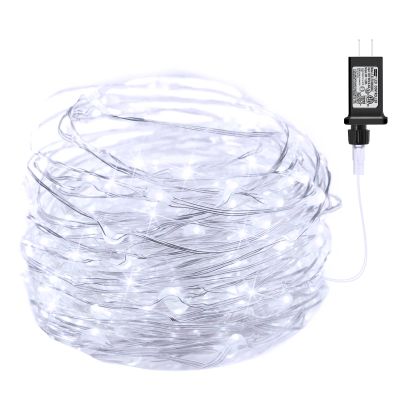 Minetom 2Pack Fairy Lights Plug in, 100 LEDs 33 Feet Firefly String Lights Waterproof Starry Lights Silver Wire for DIY Wreath Wedding Bedroom Indoor Outdoor Party Christmas Decorations, Pure White