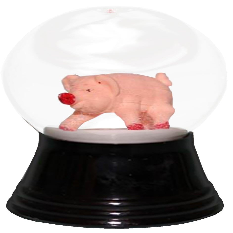 PR1240 - Snowglobe - Small Pig - 2.5" H x 1.5" W x 1.5" D