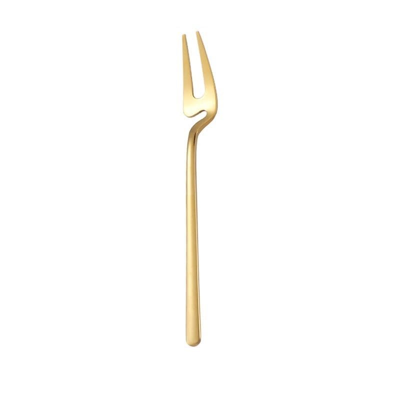 ONUIFIKE Silverware Set, 1/4/6/8/10/12pcs 304 Stainless Steel Hanging Cup Fork Creative Cross-border Hanging Wall Fruit Fork, Home Cutlery Flatware Set(Gold,12Pcs)