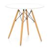 HomeRoots 30" White and Natural Rounded Fiberglass and Solid Wood Dining Table view 1