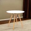 HomeRoots 30" White and Natural Rounded Fiberglass and Solid Wood Dining Table view 2