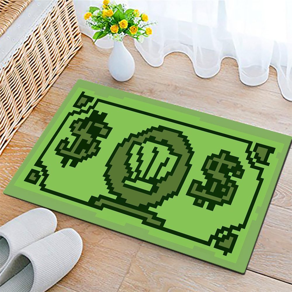Money Cash Welcome Mat - Low Pile, Non-Slip, Easy Clean Entrance Mat - 17"x29.5"