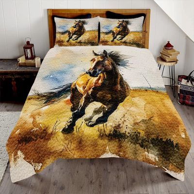DESTACOZIE Custom Horse Quilt, Christian Twin Bed Sets, Fall Quilts King Size Farmhouse Bedding, Horse Comforter for Boys Girls Adults Bedroom
