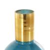 Deco 79 Glass Geometric Tinted Vase with Gold Rim and Varying Shapes, Set of 3 8",9",8" H, Blue view 4