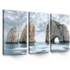 3Pcs Faraglioni Picture Wall Art Italy Island Canvas Painting Prints For Home Dining Room Living Room Wall Decor Poster Artwork(20" x 30" x 3 Panels Framed) view 1