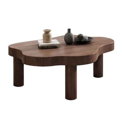 Cloud Shaped Coffee Table, Cute Irregular Coffee Table, Cloud Shape Center Table with Thicken Round Edge, Modern Low End Table with 3 Legs, Tea Table Unique Cloud Coffee Table,Walnut-80x55x40cm