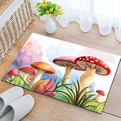 COSHARKLY Mushroom Door Mat Welcome Mat Outdoor Doormat Indoor Entrance,Non Slip Doormats for Home Front Door Rugs Outdoor Indoor Decorations 17 * 29.5