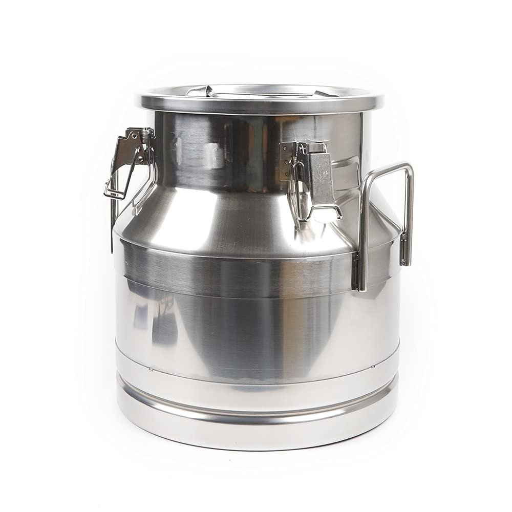 12L Stainless Steel Milk Can with Sealed Lid, 3Gal Heavy Duty Milk Bucket Milk Jug Liquid Container Storage with Thick Handle Milk Transport Can (12L)