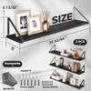 BAMEOS Rustic Wood Wall Shelves - Set of 3, Large Bookshelf for Living Room, Bedroom and Kitchen, Black Shelves for Wall Decor view 2