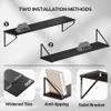 BAMEOS Rustic Wood Wall Shelves - Set of 3, Large Bookshelf for Living Room, Bedroom and Kitchen, Black Shelves for Wall Decor view 3