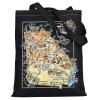 LEVLO Fun State Map Of Georgia Tote Bag Georgia Travel Souvenir Gift 1940s Georgia Cartoon Illustration Shoulder Bag (GEORGIA Black Tote) view 1