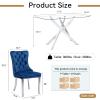 Gnrolaz 7-Piece Silver Glass Dining Table Set,51'' Tempered Glass Dining Table Sets for 6,Modern Rectangular Table and 6 Blue Tufted Velvet Chairs with X-Shaped Metal Legs for Home Furniture view 3