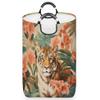 Skonsati Tiger Print Laundry Hamper Collapsible Laundry Baskets Laundry Hamper Bag with Foam Protected Aluminum Handles for College Dorm, Family view 1