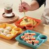 Hohota 4/8/12Pcs Multi-purpose Dumpling Plate Snack Dish 2-Grid Spices Dish Ketchup Holder Dumpling Tray(Green,8PCS) view 4