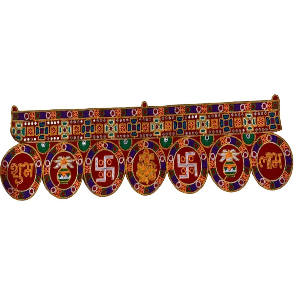 Traditional Kuchhi Work Toran Bandarwal | Vibrant Wall Hanging for Entrance Door (38.5 x 20 Inches) - Elevate Your Home Decor (1)