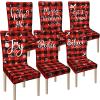 Ganeen 6 Pcs Christmas Chair Covers Merry Christmas Chair Back Cover Stretch Christmas Seat Cover Washable Xmas Dining Chair Protector Slipcover for Dining Room Kitchen Holiday Party(Plaid Style) view 1