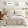 CozyLux Oatmeal Full Size Comforter Set, 3 Pieces Solid Breathable Quilted Style Bedding Sets, Luxury Soft Bed Set with Down Alternative Comforter for All Season (1 Comforter & 2 Pillowcases) view 2