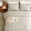CozyLux Oatmeal Full Size Comforter Set, 3 Pieces Solid Breathable Quilted Style Bedding Sets, Luxury Soft Bed Set with Down Alternative Comforter for All Season (1 Comforter & 2 Pillowcases) view 3