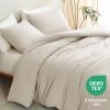 CozyLux Oatmeal Full Size Comforter Set, 3 Pieces Solid Breathable Quilted Style Bedding Sets, Luxury Soft Bed Set with Down Alternative Comforter for All Season (1 Comforter & 2 Pillowcases) view 4