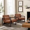 Zouron Genuine Leather Accent Chairs Set of 2, Mid Century Modern Chairs with Black Metal Frame, Upholstered Lounge Single Sofa Arm Chairs for Living Room, Bedroom, Retro Brown view 3