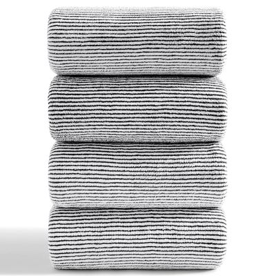 4 Piece Bath Towel Set 35"x70"Oversized Bath Towel for Bathroom Ultra Soft Fluffy Extra Large Bath Sheet Luxury Premium Bathroom Towel Highly Absorbent Quick Dry Shower Towel for Hotel Spa,Black White