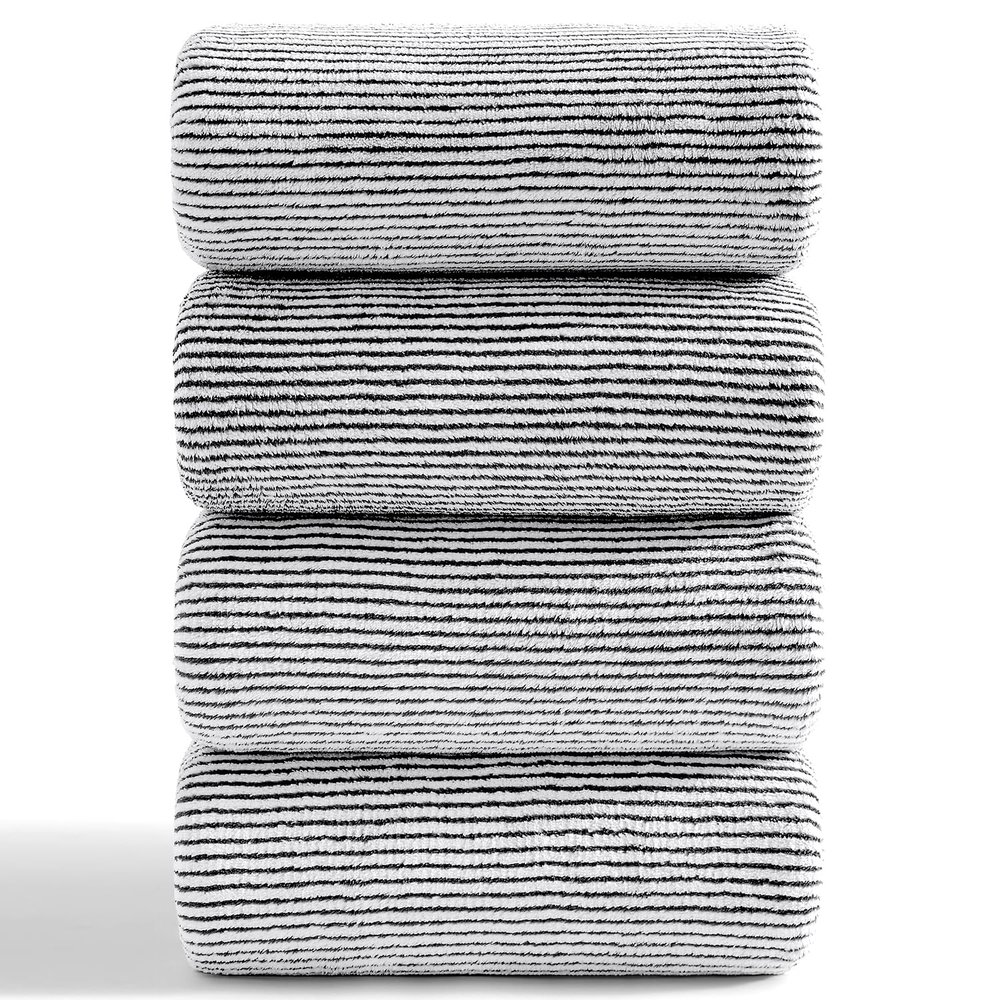 4 Piece Bath Towel Set 35"x70"Oversized Bath Towel for Bathroom Ultra Soft Fluffy Extra Large Bath Sheet Luxury Premium Bathroom Towel Highly Absorbent Quick Dry Shower Towel for Hotel Spa,Black White