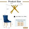 7-Piece Gold Glass Dining Table Set,51'' Tempered Glass Dining Table Sets for 6,Modern Rectangular Table and 6 Blue Tufted Velvet Chairs with X-Shaped Metal Legs for Home Furniture view 3