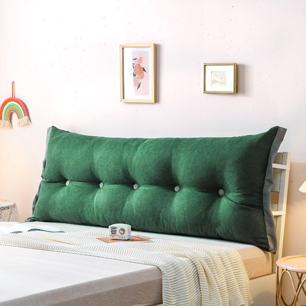 CTREVL Headboard Pillow,Beig Large Reading Wedge Pillow Headboard Cushion,Removable outer cover,Large Couch Daybed Pillow or Positioning Support Backrest Back Cushion for Sitting in Bed(Green,60x60x20