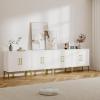 LYNSOM Storage Cabinet with Doors, Set of 4, Modern Buffet Cabinet with Storage, Kitchen Sideboard Buffet, White Wood Accent Cabinet for Living Room, Bedroom, Hallway, Entryway, Office, White view 1