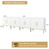 LYNSOM Storage Cabinet with Doors, Set of 4, Modern Buffet Cabinet with Storage, Kitchen Sideboard Buffet, White Wood Accent Cabinet for Living Room, Bedroom, Hallway, Entryway, Office, White view 2