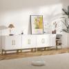 LYNSOM Storage Cabinet with Doors, Set of 4, Modern Buffet Cabinet with Storage, Kitchen Sideboard Buffet, White Wood Accent Cabinet for Living Room, Bedroom, Hallway, Entryway, Office, White view 3