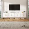 LYNSOM Storage Cabinet with Doors, Set of 4, Modern Buffet Cabinet with Storage, Kitchen Sideboard Buffet, White Wood Accent Cabinet for Living Room, Bedroom, Hallway, Entryway, Office, White view 4