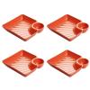 Hohota 4/8/12Pcs Multi-purpose Dumpling Plate Snack Dish 2-Grid Spices Dish Ketchup Holder Dumpling Tray(Orange,12PCS) view 1