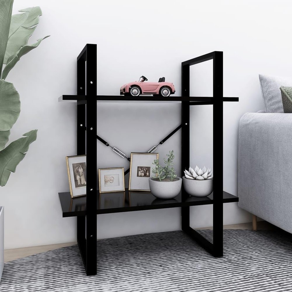 ANYCHOLE 2-Tier Book Cabinet Black 23.6"x11.8"x27.6" Engineered Wood,