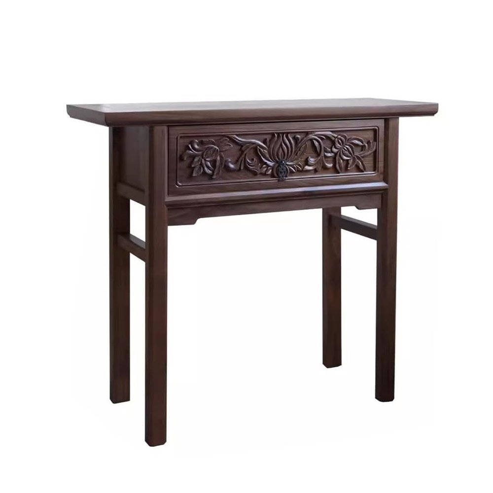 YNWDBY Buddha Altar Solid Wood Flat-top Table, Chinese Style Zen Entrance Case, Black Walnut Strip Table, Household Incense Table, Buddha Seat Cabinet Buddhism Decor