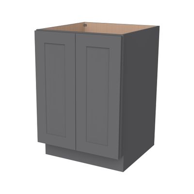 RTA Solid Wood Frame Full Height Door Base Cabinet - 2 Doors and 1 Shelf,Kitchen Storage Cabinet, Entryway Cabinet, Suitable Kitchen, Living Room, Entryway, and Office(Pebble Gray 24W24D34.5H)