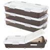Beeveer 4 Pcs Plastic Under Bed Storage Container with Double Opening Lid Wheel Handle, Transparent Large Capacity Stackable Latching Festival Storage Bin for Closet Bedroom, 31.5x15.8x5.2 In(Brown) view 1