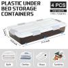 Beeveer 4 Pcs Plastic Under Bed Storage Container with Double Opening Lid Wheel Handle, Transparent Large Capacity Stackable Latching Festival Storage Bin for Closet Bedroom, 31.5x15.8x5.2 In(Brown) view 2